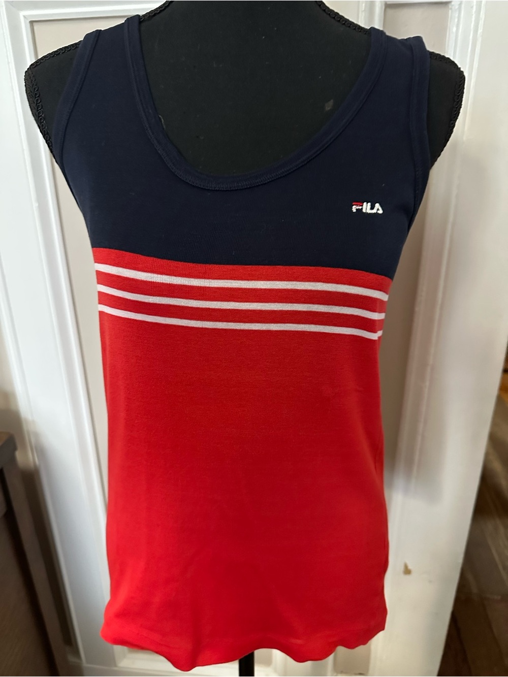 Vintage Fila Navy & Red Striped Athletic Tank